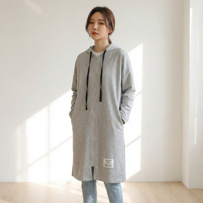 빅사이즈 여성 44~120 데일리 소프트 후드 롱 집업 J160-8 소데브