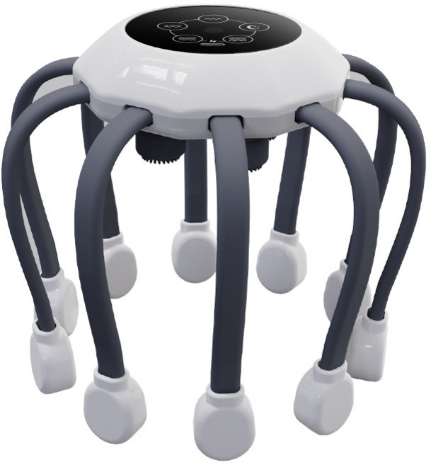 Izeriel 전동 두피 마사지기 머리 마사지기 무선 진동 머리 맛사지기 USB 충전 피로회복 안마기, 화이트