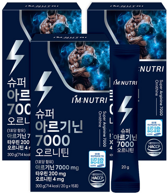 아임뉴트리 슈퍼 아르기닌 7000 오르니틴 레몬맛 액상스틱, 3개, 300ml