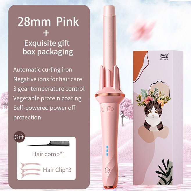 자동 헤어 컬러 웨이버 웨이브 컬링 28MM 32MM 가열 빠른 완드 음이온 스타일링 아이언 대형, 영국, 3. pink 28mm / D. 영국