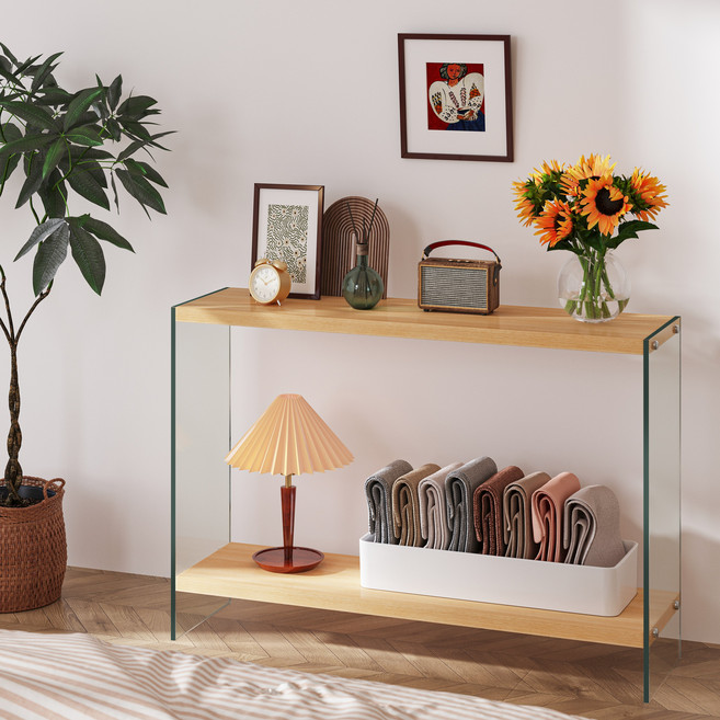 WISFOR 콘솔 테이블 화장대 보조테이블 예쁜 거실장식장 창가 거실 인테리어 가구 2단