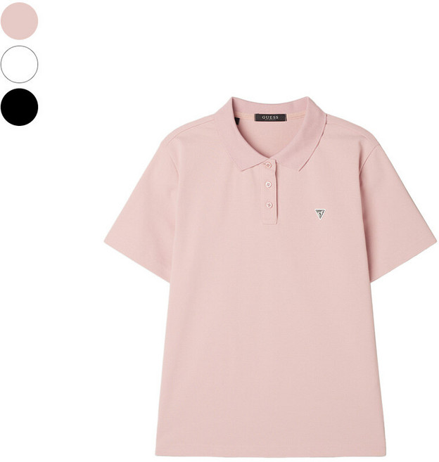 게스 ON 여성 레귤러핏 피케 카라 반팔티 OP2KE401