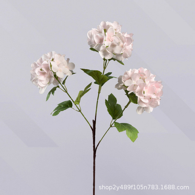 仿真花 婚慶裝飾 粉色系列 婚禮地排花 假花束成品, 三頭繡球, 1個
