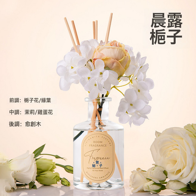 梔子花香薰精油家用伴手禮室內持久留香無火香薰臥室香氛衛生間, 晨露梔子200ml:如圖所示