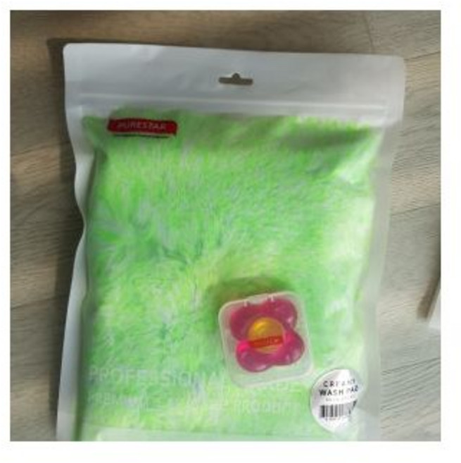 [퓨어스타] 크리미 워시 패드(네온 그린) 세차 미트 스펀지, 플라워 캡슐 카샴푸 1P + 케이스