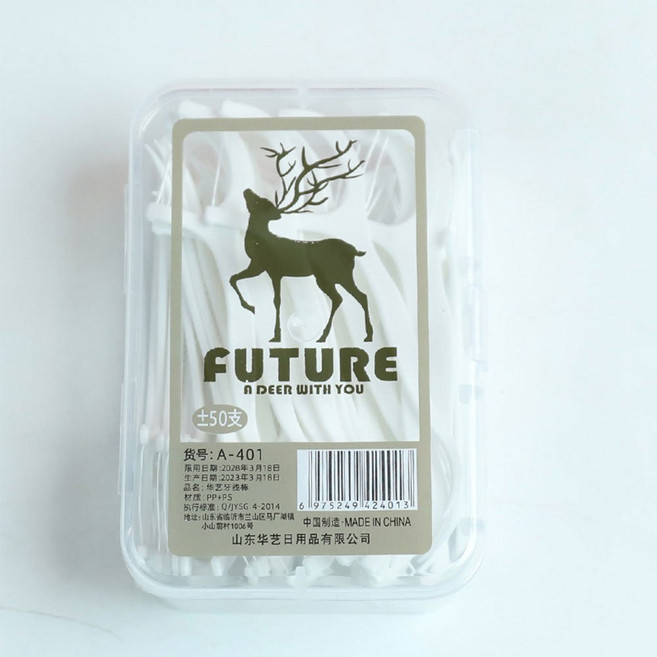 牙籤 口腔清潔, 1個, 小鹿牙線棒(50支/盒裝)