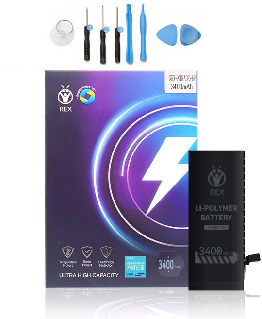 렉스 아이폰8플러스 배터리 3400mAh 대용량 수리공구포함, 1개