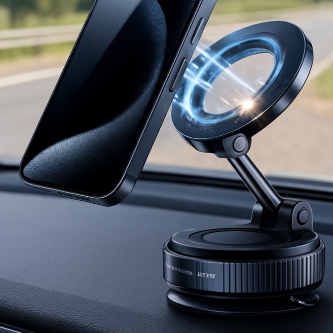 소유담 맥세이프 차량용 핸드폰 거치대 탁상용, 블랙