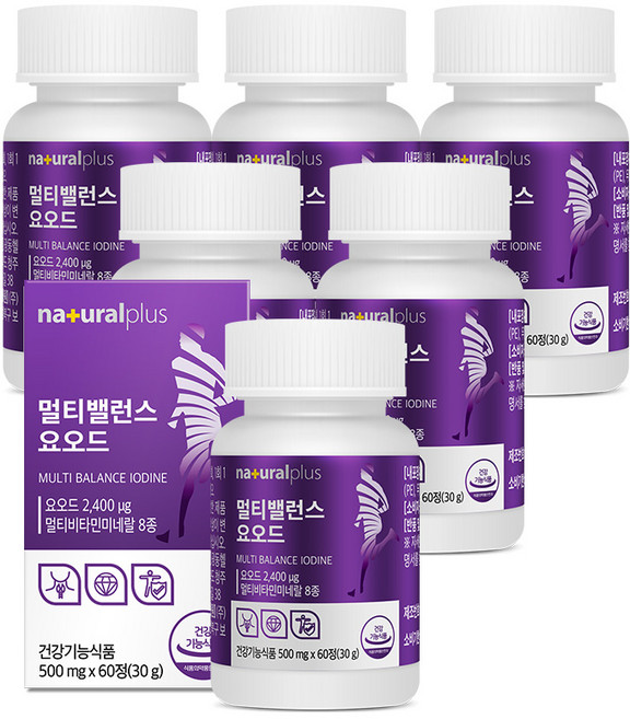 내츄럴플러스 멀티밸런스 요오드 / 갑상선건강 비타민 미네랄 7종 아이오딘, 60정, 6박스