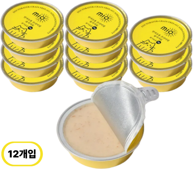 지오미오 미오 오리지널 고양이 습식사료 한입 캔 기능성 휴먼그레이드 전연령 고단백 밸런스, 30g, 12개, 연어