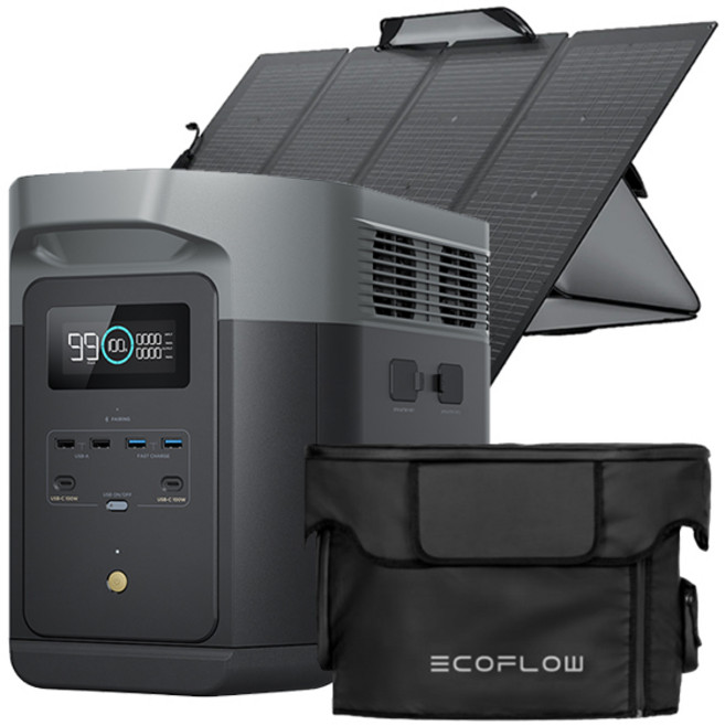 에코플로우 델타2 맥스 + 400W 태양광패널 + 전용가방 파워뱅크 배터리