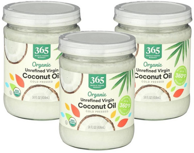 365 홀푸드마켓 비정제 버진 코코넛 오일 414ml, 3개