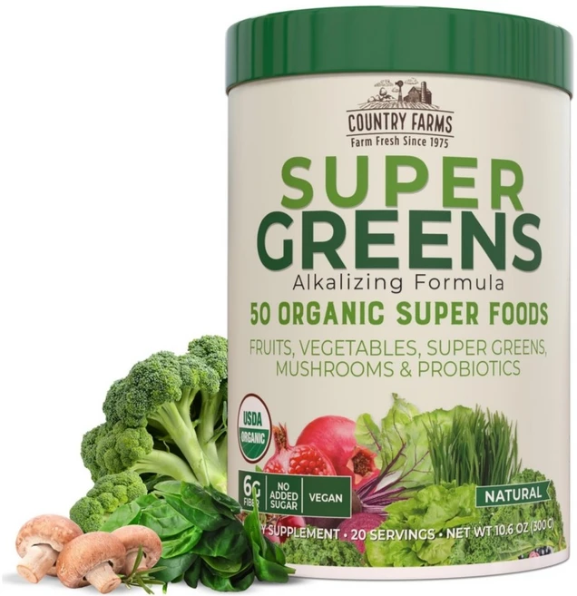 컨트리팜 슈퍼그린 50가지 슈퍼푸드 파우더 Super Greens 파우더 300g, 1개 - 쿠팡