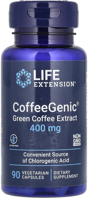 라이프익스텐션 커피제닉 그린 커피 추출물 400mg 베지캡슐 90정, 5개 - 쿠팡