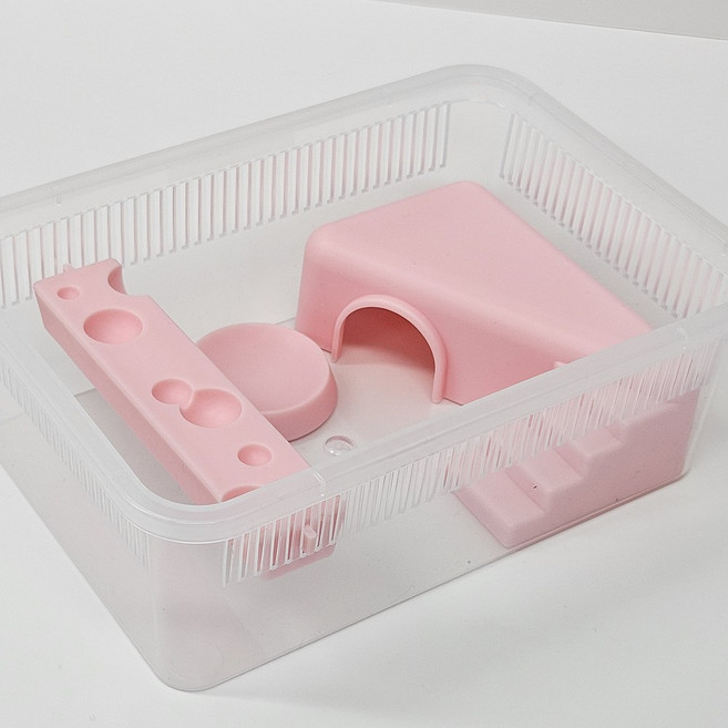 크레마루 치즈 사육장 JIF 적재형 케이지 풀세트, 1개, 핑크