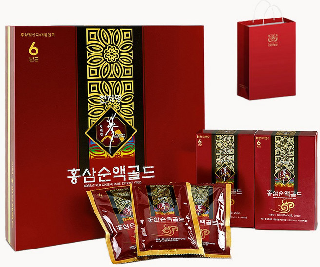 천제명 6년근 홍삼순액골드 80ml x 60포 + 쇼핑백, 60회분, 60개