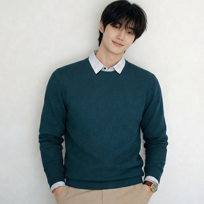 스티드 카라 레이어드 니트 셔츠