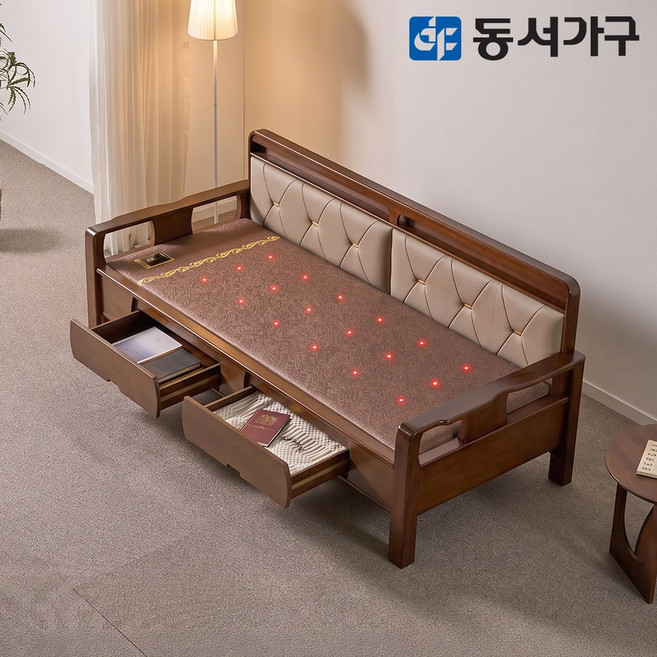 동서가구 편백나무 인볼브 가죽 수납형 봉화연옥 소파 DF646294, 엔틱
