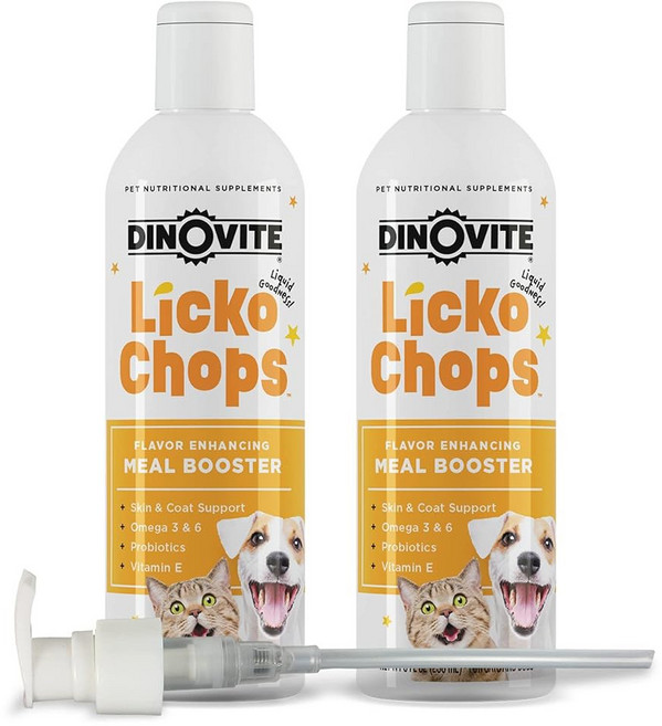 오메가-6 3가지 지방산 프로바이오틱스 및 비타민 E 펌프 포함 16온스로 강화된 개와 고양이 보충제용 디노바이트 리코홉, 1개