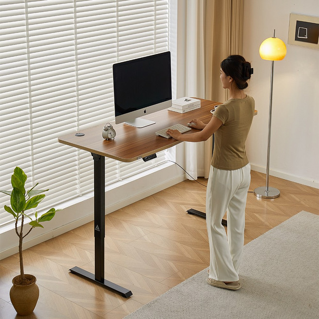 아우스 원목 FJ03 간편조립 전동 모션데스크 전동책상 높낮이조절책상 스탠딩책상 1000 1200 1400 1600, 월넛 상판+블랙 프레임