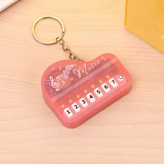 멜로디 연주 가능한 피아노 키링 귀여운 미니 피아노 감성 열쇠고리, 핑크, 1개