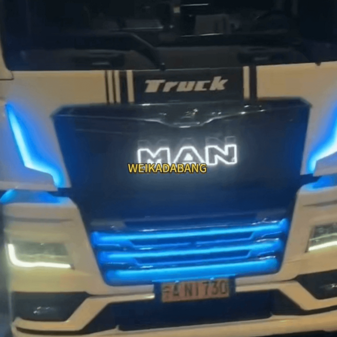 MAN 만트럭 적용 LED 발광 엠블럼 로고 / 사자 엠블럼 포함 외장 튜닝 세트, 화이트 LED / 10cm