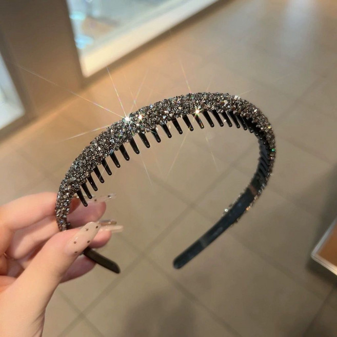 閃鑽髮箍 帶齒防滑洗臉頭箍 百搭高檔成人飾品 蓬鬆高顱頂頭飾