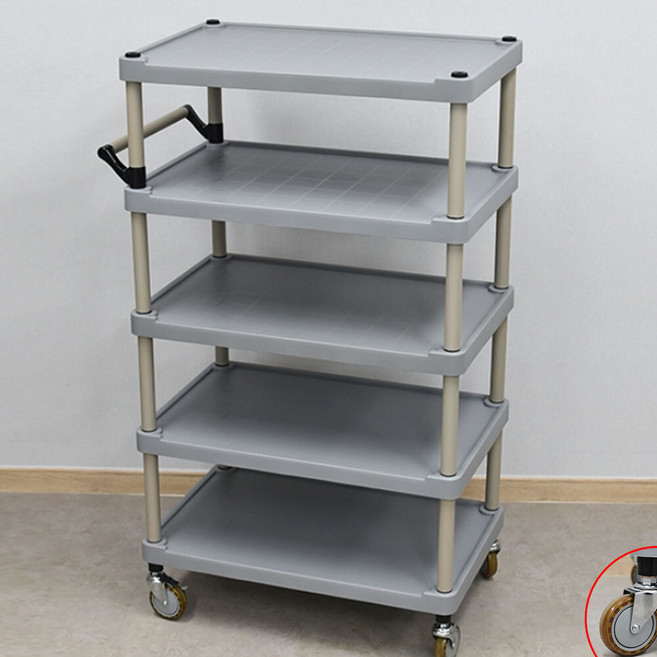 국산 5단 다목적 병원 급식 식당용카트 업소용핸드카 카트기 중 저소음 우레탄 일반바퀴4