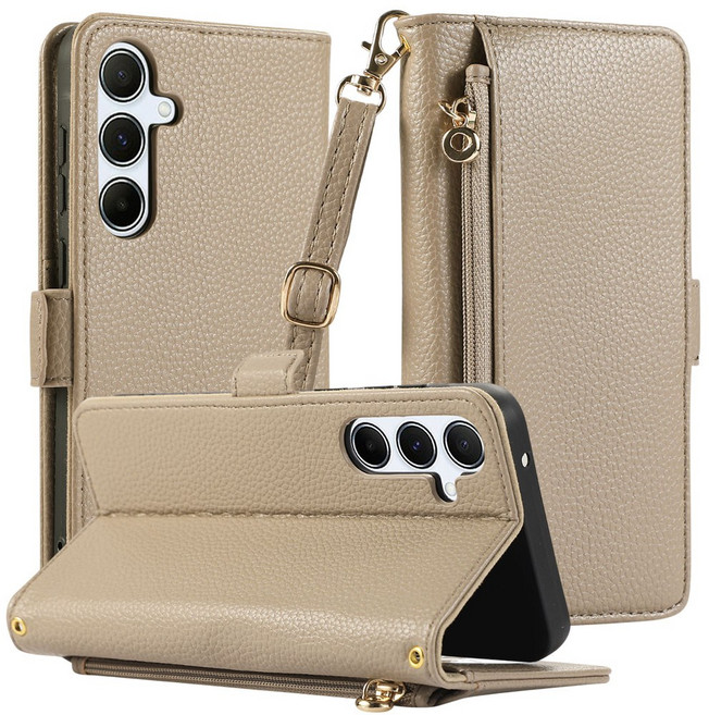 람스 숄더 스트랩 지갑형 가죽 다이어리 휴대폰 케이스