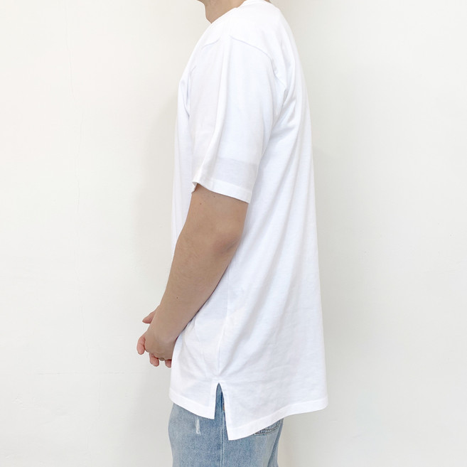 남녀공용 옆트임 레이어드 티셔츠 빅사이즈 무지 롱 반팔티 (~4XL)