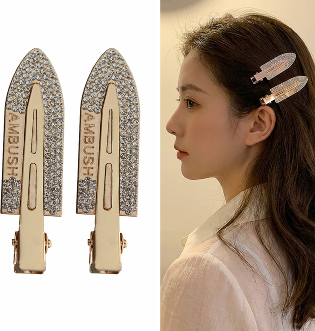 [HANNAL] 무자국 큐빅 집게핀 2P 세트 메이크업 세안 고정핀