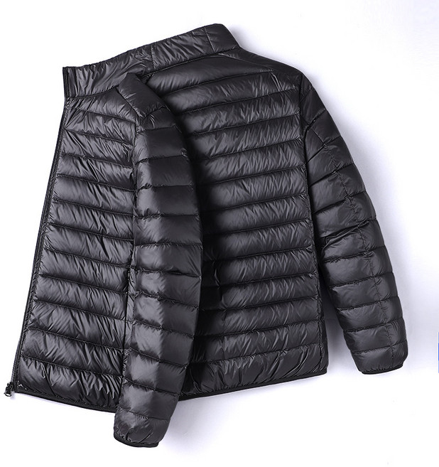 남성 초경량 패딩 봄겨울용 방풍방습 카라넥 고급한 다운 슬림핏 캐주얼 베이직 코디 아웃도어 오피스룩 크롭 점퍼