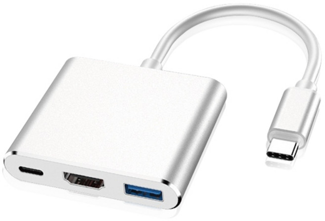 鋁合金Type-C轉HDMI讀卡機三合一轉接器 輕巧便攜 高速傳輸 即插即用 擴展設備連接 享受高畫質影音體驗, 1個, 銀