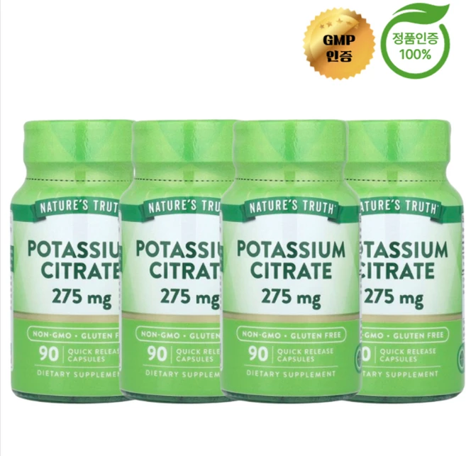 2+2 네이처스 트루스 구연산칼륨 275mg 캡슐 90정, 4개 - 쿠팡