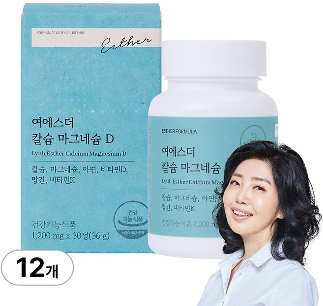 여에스더 칼슘 마그네슘 D (뼈 건강 필수영양소) 국민영양 프로젝트, 12개, 30정