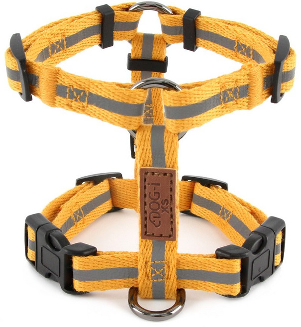 도그아이 반사광 캐시미어 H형 강아지 하네스, 머스타드, 1개