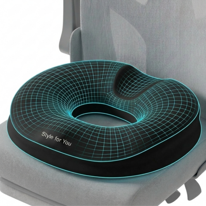 스타일포유 메모리폼 산모 치질 도넛방석, 블랙, 1개