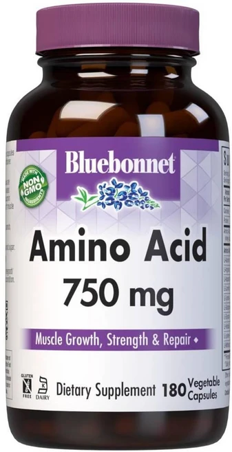 블루보넷 뉴트리션 아미노산 750mg 180 베지캡슐 단백질 류신 트립토판 라이신 티로신, 1개, 180정 - 쿠팡