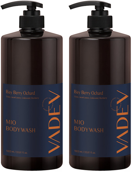 바디브 약산성 바디워시 1000ml 대용량 자연유래 향기좋은 퍼퓸 올인원 바디클렌져 베이베리오차드향, 2개, 1L