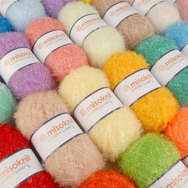 에코 펄 수에코 펄 수세미실 펄날림이 없는 소프트 수세미 뜨개실, 60피치핑크, 1개