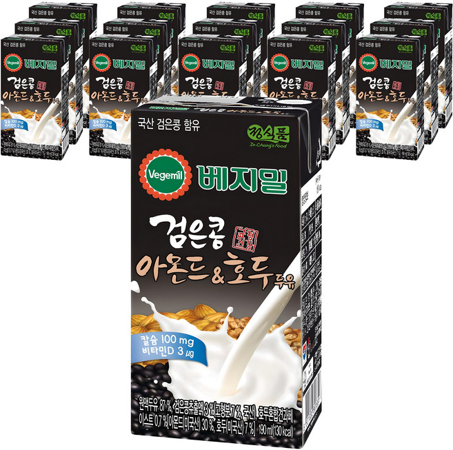 베지밀 검은콩 아몬드 앤 호두 두유, 190ml, 16개