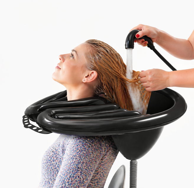 홈앤힐링 가정용 샴푸대 목받침 환자 머리감기기 도구 + 파우치세트, 1세트, 차콜 블랙