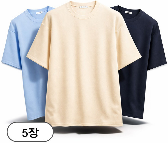 5장 세트 빅사이즈 오버핏 링클프리 쿨링 기능성 반팔 티셔츠 (SCC5299PT)