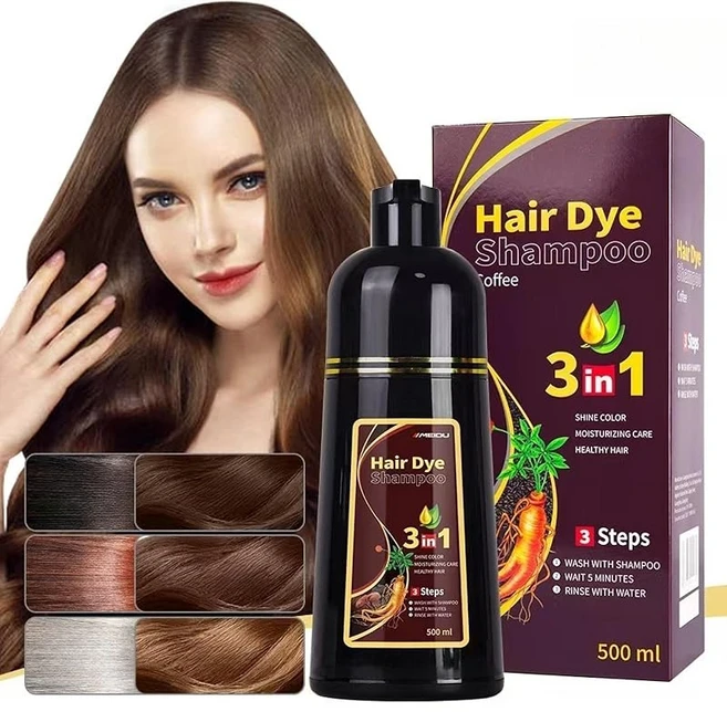 Hair Dye Shampoo 3 in 1 Hair Shampoo Instant Hair Dye Herbal Ingredients for Women Men Cover Gray Wh - 쿠팡