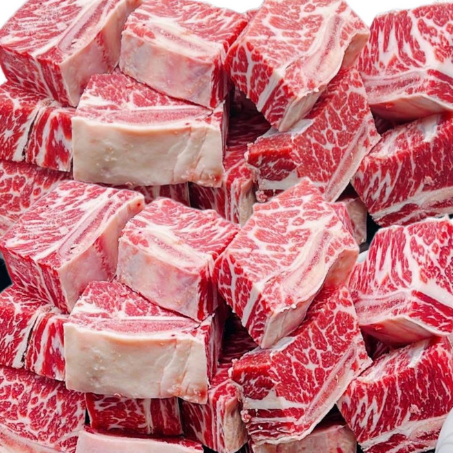 부드럽고 살밥 많은 호주산 소찜갈비 1kg 겉 지방 완전제거 최상급 목초 4~7번 갈비대 사용, 1개