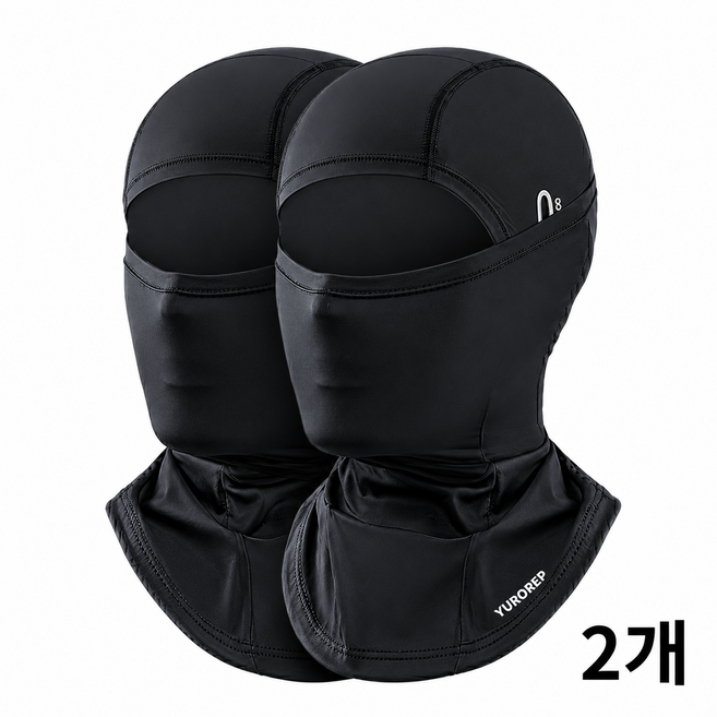 유로렙 자외선차단 여름용 쿨 바라클라바, 2개, 블랙