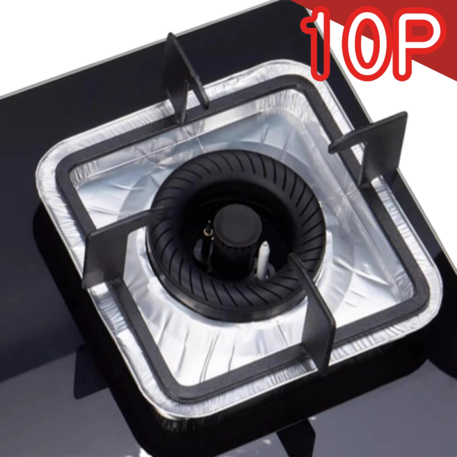 겟겟 가스레인지 기름때 방지 가스렌지 알루미늄 호일 커버, 사각, 10개