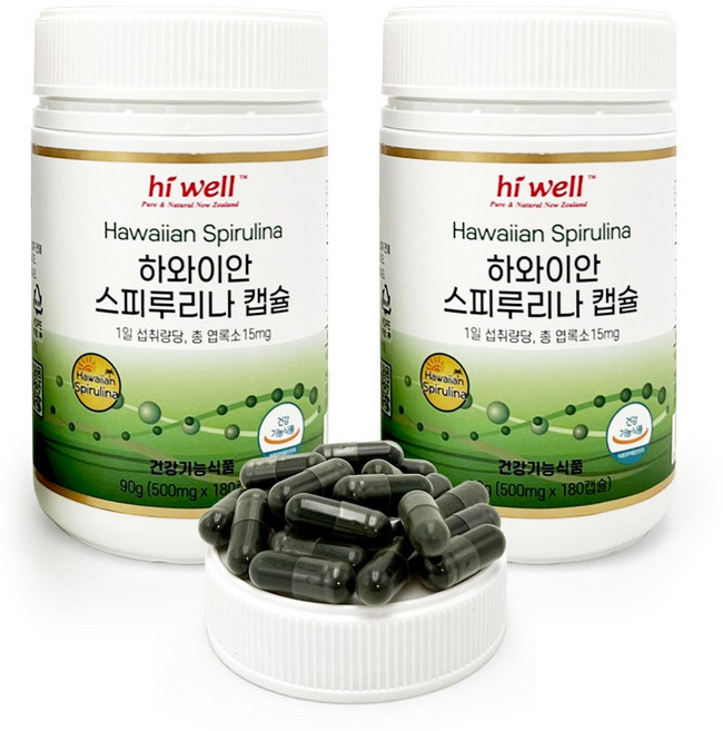 하이웰 하와이안 스피루리나 분말 180캡슐, 2개, 180정
