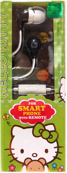 미니미월드 헬로키티 스마트폰 이어폰 HES-120, 블랙