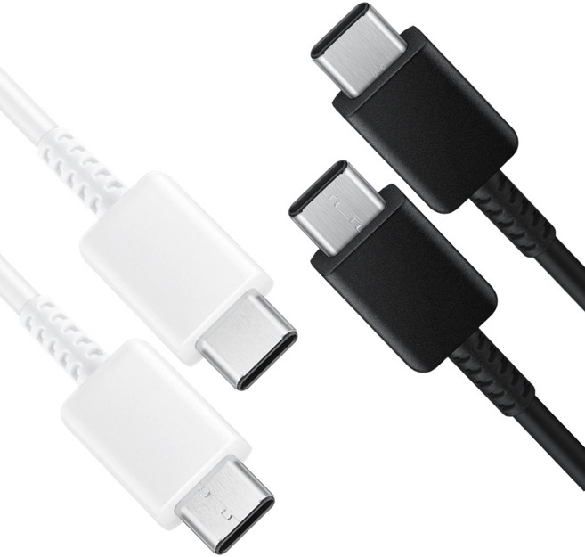 [HBG] 1+1 삼성 전용 C to C 초고속 충전 케이블 갤럭시 스마트폰 탭 노트북 호환, 화이트+블랙, 1세트, 1.8m